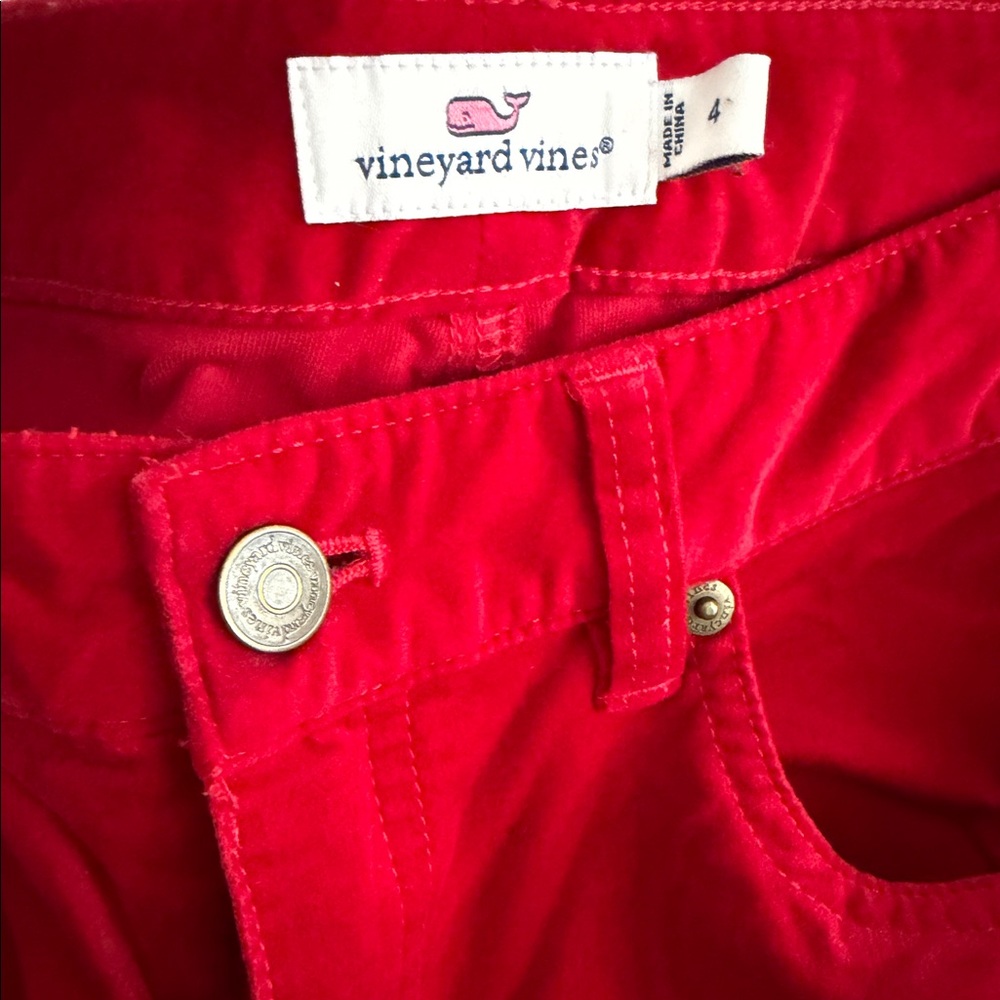 Vineyard Red Velvet Pants - Size 4 - Excellent condition - beautiful red velvet
